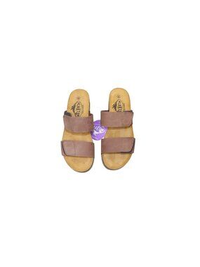 Plakton Brown Double-Strap Sandals With Cork Sole - Women's Size 7 EU 38